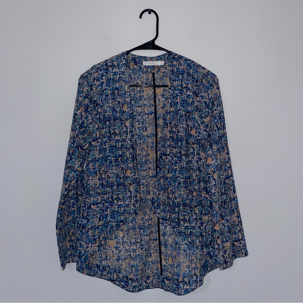 Lush Blue, Pink, and Tan Blazer Jacket with Shoulder Pads, Size XS